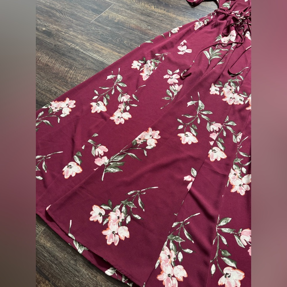 LULUS Burgundy Floral Maxi Dress S - Picture 7 of 8